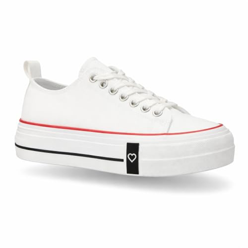 Zapatillas Mujer Blancas de Plataforma | Zapatillas Casual con Suela Alta | Sneakers Urbanas Cómodas para Uso Diario