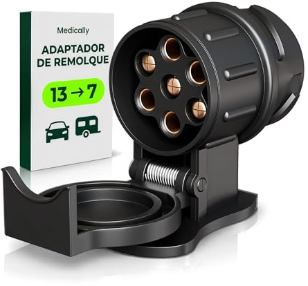 Medicaly Enganche Remolque - Adaptador de Remolque 13 a 7 Pines - Convertidor Enchufe Caravana a Coche - Adaptador Eléctrico Universal para Remolque, Caravana - Conexión Segura e Impermeable.