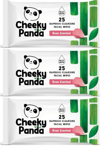 The Cheeky Panda Bamboo Facial Make Up Remover Wipes | Sustainable Face Wipes Eye Makeup Remover | Rose Scented Pack of 75 Face Wipes | 99% Purified Water