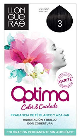 Llongueras Optima Tinte de Cabello Permanente sin Amoniaco Tono #3 Castaño Oscuro - 2 unidades