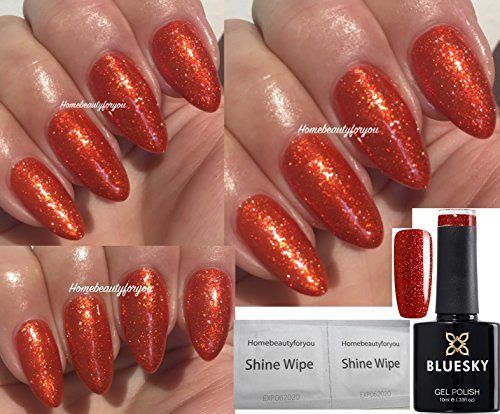 Bluesky Gel Nail Polish Orange Shimmer Frosty Copper Fine Glitter Sparkle VIP11 Nail UV LED Soak Off 10ml (Requires Drying under LED/UV Lamp)