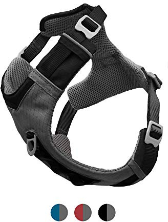 Kurgo Journey Air Hundegeschirr, Mit gepolstertem Brustteil und Rückgriff, Für Hunde von 2-5 kg, Größe XS, Schwarz/Grau