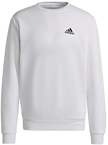 adidas Men's Size Essentials Fleece Sweatshirt, White/Black, X-Large/Tall