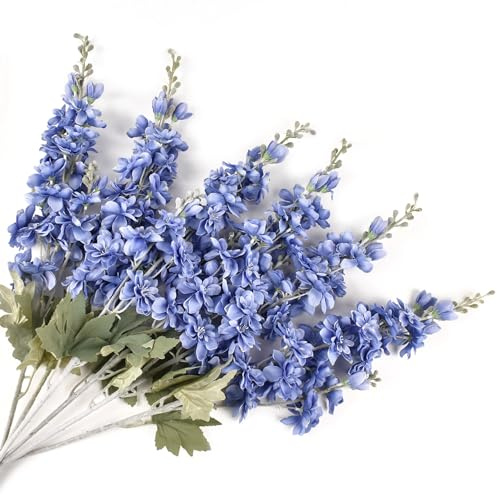 HAIOPS Künstlicher Delphinium-Rittersporn, langer Stiel, künstliche Blume, für Zuhause, Garten, Hochzeit, Dekoration, 2 Stück