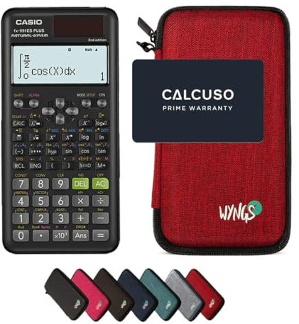 Casio fx-991ES Plus 2nd Edition with WYNGS Protective Case Red - Scientific Calculator - Basic Package
