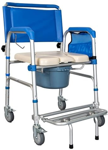 AIYING Carrozzina da Toilette, Sedia a Rotelle Doccia, Sedia Doccia Disabili con Ruote,Sedia Comoda WC per Anziani con Ruote, Carrozzina WC Disabili, Sedia WC per Anziani Blu