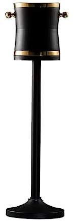 Seau à Glaçons Grand Seau à Champagne Luxueux en Acier Inoxydable avec Support Haut, Fini Noir Mat, 27,1 Pouces de Hauteur Rafraîchisseur Champagne