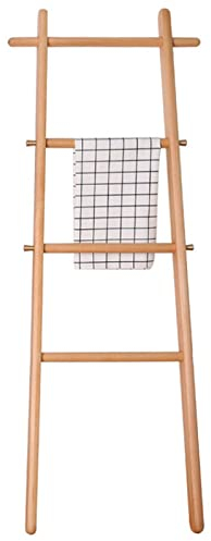 Handtuchleiter aus Bambus, Kleiderleiter aus Massivholz, 4 horizontale 4 seitliche Haken, unabhängiger Handtuchhalter, dekorative Leiter, Badetuchhalter, Wäscheständer