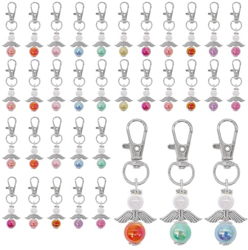WITGIFT Schutzengel Anhänger Set, 33 Stück Schutzengel Geschenk In 11 Farben, Kleine Geschenke Gastgeschenk Taufe Glücksbringer Engel Für Taufe Gastgeschenke Hochzeit Geschenk