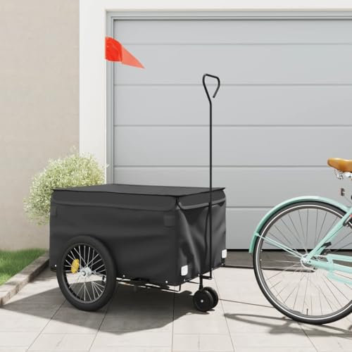 CIADAZ Cykelvagn svart 45 kg järn, cykelkärra, lastvagn, handvagn, cykellastsläpvagn, lastcykel – 94115