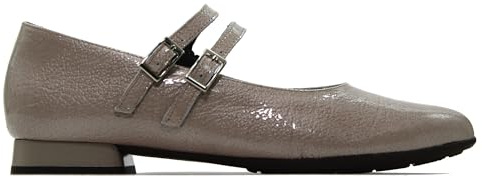 PITILLOS - Manoletina de tacón bajo,Cierre de Hebilla,de Piel,Puntera Fina,Zapato con Brillo, para: Mujer Color: Piedra Talla:38
