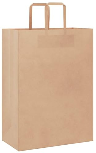 vidaXL Pappersbärväskor 50 st, papperspåsar med handtag, kraftpapperspåsar, presentpåsar för shopping bröllop förpackningar fester födelsedag jul, brun 32 x 17 x 44 cm