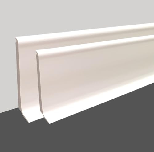 MadeInNature Plinthe en PVC blanc de 8 cm ou 10 cm, 2 m de long, plinthe en vinyle épais (blanc, hauteur 100 mm x longueur 8 mètres)