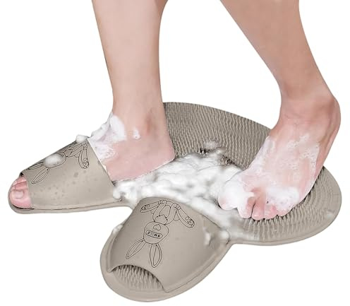 Tapis de nettoyage pour pieds | Brosse pour sol de douche, brosse anti-callosités avec ventouses, nettoyeur de pieds en forme de lapin pour homme et femme, accessoires de salle de bain