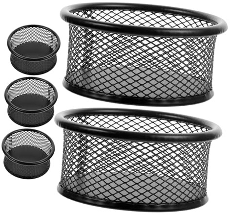 Alipis 6 pièces Organisateur Bureau Métal Support Rond Maille Métallique pour Trombones Rangement Clips Multifonction pour Maison et École Design Solide et Pratique
