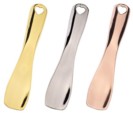 GAROZATION Cucharas para Crema de Ojos 3 Unidades Metálicas (dorado, Plateado, Rosa) Espátulas para Maquillaje Portátiles para Cuidado Facial y Aplicación de Mascarilla