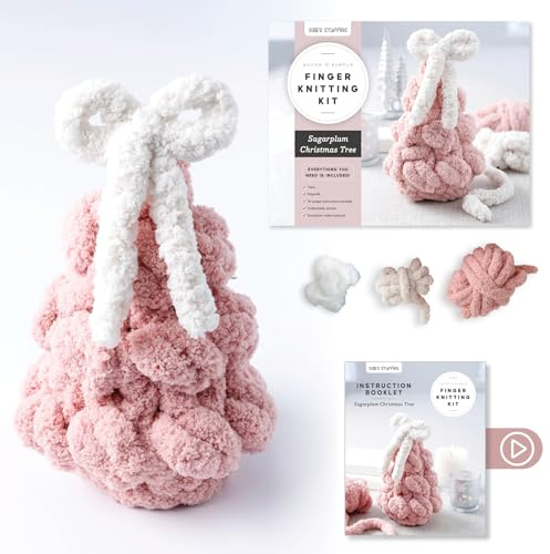 Super Simple Finger Knitting Kit Sugarplum Christmas Tree: Everything You Need Is Included: Chunky Yarn, Fiberfill, Instruction Booklet: Everything ... Collectible Sticker; Beginner Friendly!: 2
