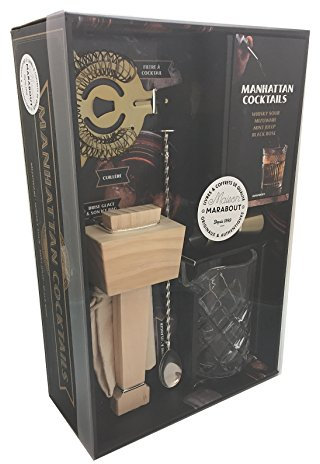Coffret Manhattan cocktails: Contient : 1 doseur, 1 verre à mélanger et sa cuillère, 1 brise-glac et son ice-bag, 1 filtre à cocktails, 1 livre de cocktails