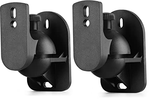 TNP Universal Satellite Speaker Wall Mount Bracket Ceiling Mount Clamp with Adjustable Swivel and Tilt Angle Rotation For Home Theater Surround Sound System Satellite Speakers - 1 Pair Set of 2, Black