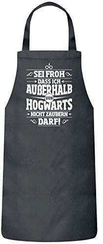 Shirtstreet Fanartikel Fan Kult Film Frauen Herren Barbecue Baumwoll Grillschürze Kochschürze Außerhalb von Hogwarts, Größe: OneSize,Dark Grey