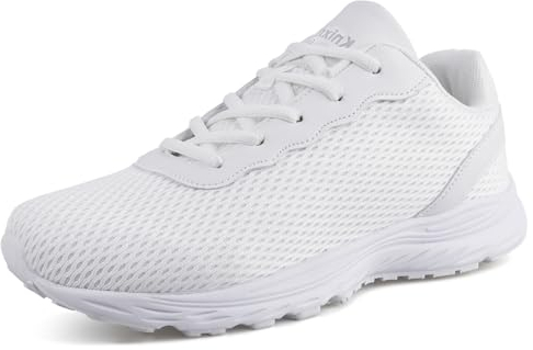 Knixmax Outdoor Wide Fit Trainers for Men Women Classic Running Shoes Athletic Gym Sneakers Lightweight Breathable Comfortable Unisex White UK6-EU39