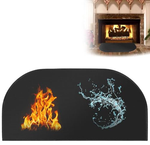 Nizirioo Plaque Anti-Étincelles pour Poêle : 50 x 102 cm - Tapis de Sol Semi-Circulaire Ignifuge pour Cheminées