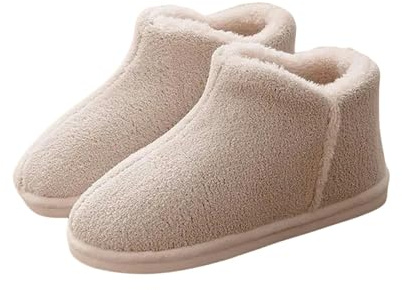Gyios Ciabatte Donna Invernali Scarpe da Inverno Peluche Calde Pantofole da Pavimento di Cotone Antisommossa-cachi-6-6 5 (cn36-37)