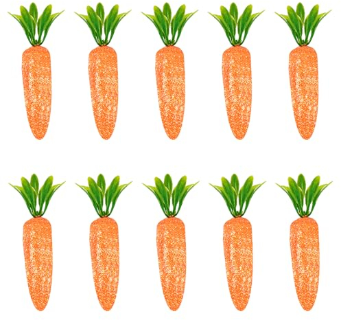 12 Stück Mini Künstliche Karotte Künstliche Ostermöhre Ostern Ornament Schaum Osterkarottenfigur Osterdeko Desktop Gefälschte Karotten klein Orange Möhren zum Basteln Dekoration (Glitzer Orange)