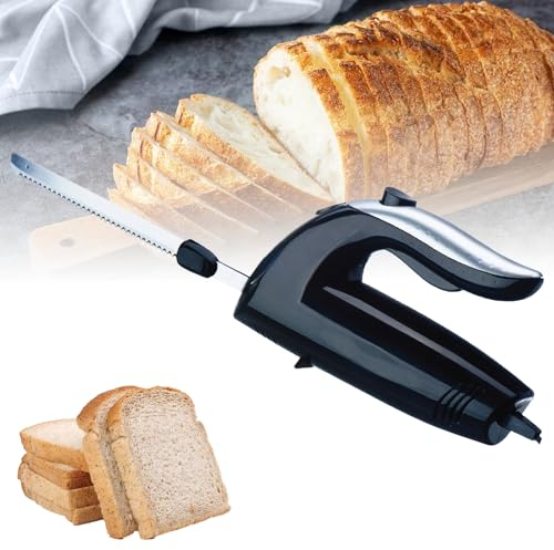 Coltello Elettrico per Trinciare, Coltello per Pane Elettrico, Taglia Pane Ricaricabile e Affettatrice per Carne, con 2 Lame Seghettate in Acciaio Inossidabile da 8, per il Tuo Comfort, Coltello