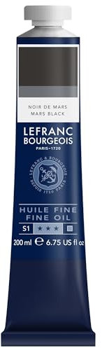 Lefranc Bourgeois 301851 Feine Ölfarbe in hervorragender Qualität,lichtecht mit gleichmäßige Konsistenz, 200ml Tube, ideal für Keilrahmen, Leinwand, Malkarton - Elfenbeinschwarz