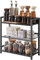 IBUYKE Gewürzregal mit 3 Ebenen, industrielles Thekenregal, Schreibtisch-Organizer, stehendes Gewürzregal für Arbeitsplatte, Küche, Büro, Wohnzimmer, Schwarz TLJ021B