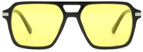 Long Keeper Lunettes de Soleil Homme Femme Style Pilote Rectangulaires Classique Lunettes de Soleil Carrées Lunettes Pilote Vintage UV400 pour Conduite Voyage