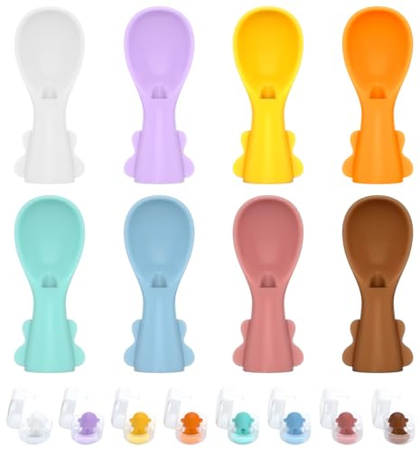 Universal Baby Food Pouch Spoon Attachment - 8 Pack, Silicone Baby Spoons for Pouches, Travel-Friendly Baby Food Squeeze Pouch Spoon