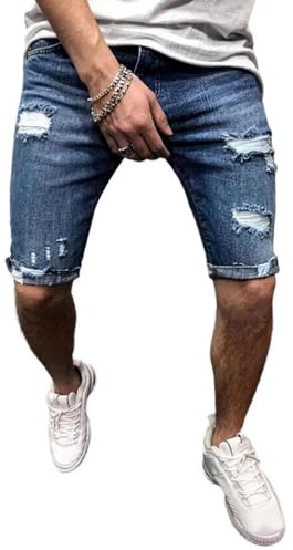 Oanviso Pantalone Cortos Vaquero Hombre Slim Elástico Pantalones Cortos Denim Shorts Casuales Pantalón Cortos Moda Cortos Jeans