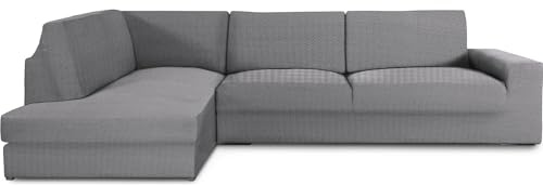 ECOMMERC3 | Copridivano Chaiselongue bracciolo sinistro con schienale super elastico - Copridivano con chaise longue, grigio, protettivo traspirante, con schiuma e gomma, valida destra o sinistra