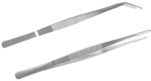 NHPY Pinzas suaves/de acero inoxidable de 25 cm de largo, rectas/curvas con punta de bloqueo moleteada de precisión para paisajismo acuático, jardinería, cocina, trabajos industriales, 2 piezas