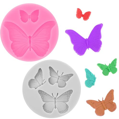2 Stück Silikonform Schmetterlings Fondantform 3D Schmetterling Fondant Formen Schmetterling Tonform Silikonform Schokoladenform Epoxidharzform für Fudge,Schokolade,Kuchen,Dessertdekoration, Seife-B