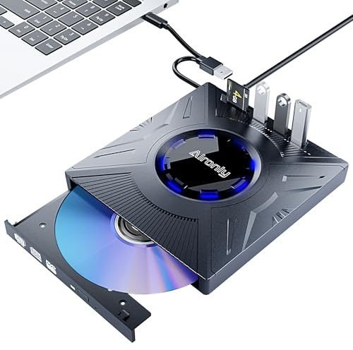 Unidad externa ultra portátil USB 3.0 tipo C CD/DVD-RW para laptop, PC, Macs