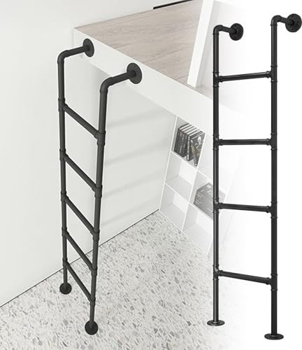 Escalera de hierro resistente para ático – Escalera de metal ajustable de 3.2 a 10 pies para literas, caravanas y ventanas de salida de sótano – Diseño duradero de pie