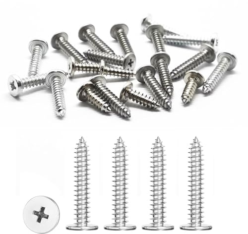 50PCS 304 Stainless Steel Screws,Flat Head Self Tapping Screws Metal,M4 Screw Phillips Pan Head,Security Screws for DIY Wood Repairs (M4x25mm)