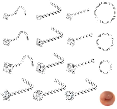 15 Pièces Piercing Nez Anneaux, Percing Au Nez Anneaux De L Avec, Piercing Anneau Nez Pour Les Femmes Et Les Hommes