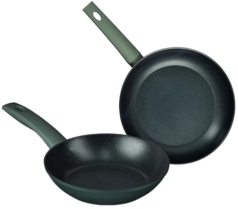 Prestige Earth Friendly Non-Stick Induction Frying Pan Twin Pack – 24cm & 28cm, Non-Toxic, Plant Based Coating, Made in Italy