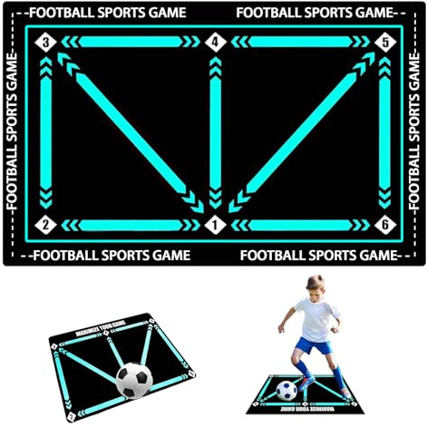 Football Training Mat With Kick Trainer Football Skills Mat Mastery Footstep Agility Pad To Boost Speed, Strength & Coordination Non-Slip Footbal Training Equipment Mastery Mats For Kids Youth Gifts