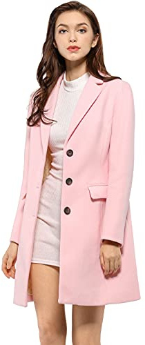Allegra K Cappotto Invernale da Donna 2024, Monopetto Lungo, Rosa, X-Large
