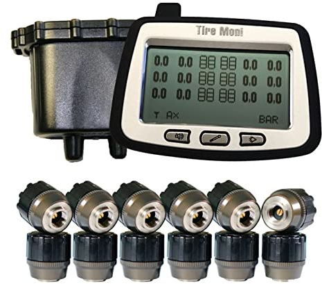 TireMoni Reifendruckkontrollsystem Truck TPMS Set TTM-2000X-DR12: Anzeige, 12 Sensoren, 1 Repeater