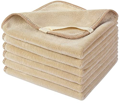 SINLAND Gants de Toilette en Microfibre à séchage Rapide, absorbants, Doux et démaquillants,lavables，réutilisables en Microfibre débarbouillettes Bebe (6pcs 30x30cm)