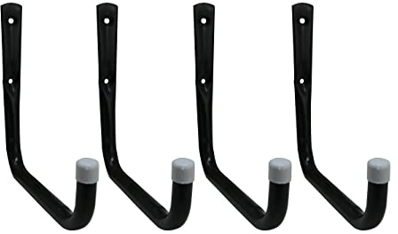 Shepherd Hardware 8090E Heavy Duty Steel Garage Storage/Large Utility Hooks, 4 Pack,Black