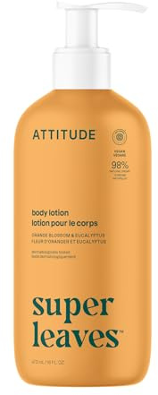 ATTITUDE Body Lotion, EWG Verified Moisturizer, Vegan Skin Care Products, Non-Greasy, Hydrating for Dry Skin, Cruelty Free, Orange Blossom & Eucalyptus Scent, 16 Fl Oz