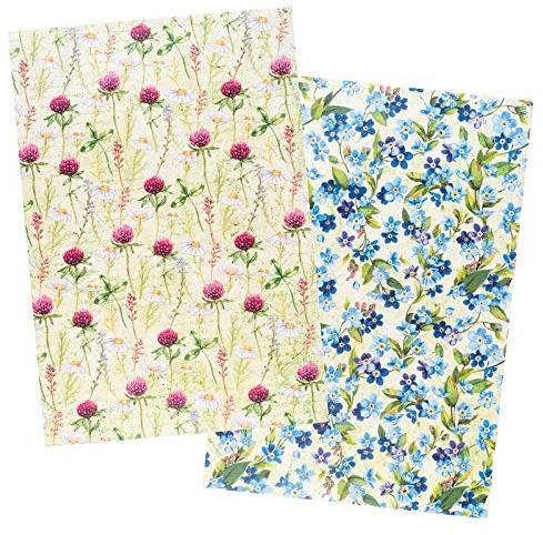 Ideen mit Herz 2 ark rispapper | Ädelt decoupage-papper | DIN A4 | 2 olika mönster | vintage, jul och mycket mer (blommor 13)