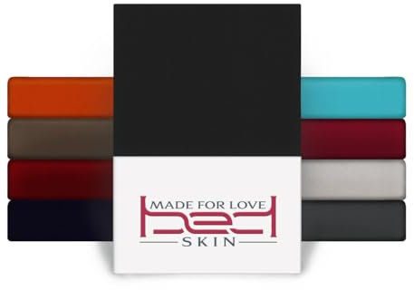 Bedskin Premium Topper Spannbettlaken 180x200 & 200x200 cm – 100% Baumwolle, Jersey Spannbetttuch, für Topper bis 10 cm Höhe (Schwarz)